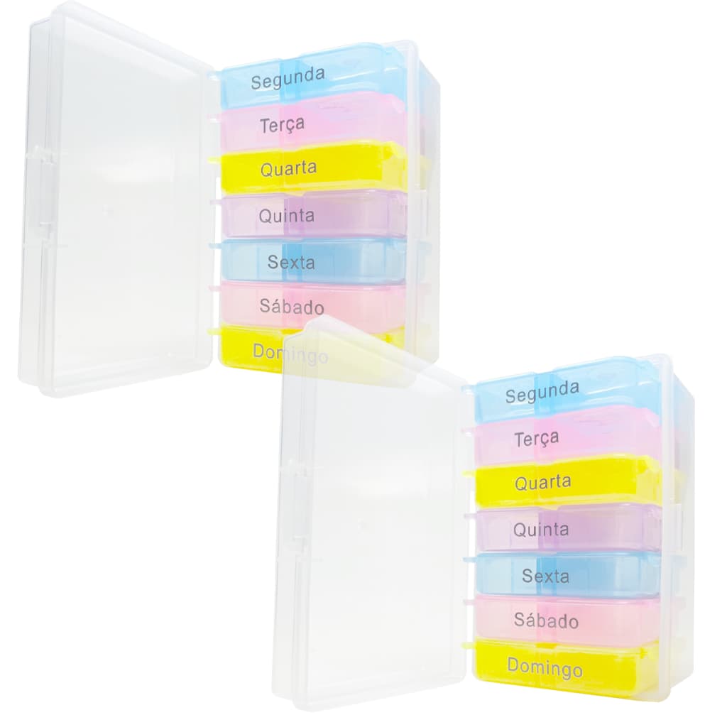 Kit 2 Porta Comprimido Vitamina Remédios Semanal Organizador