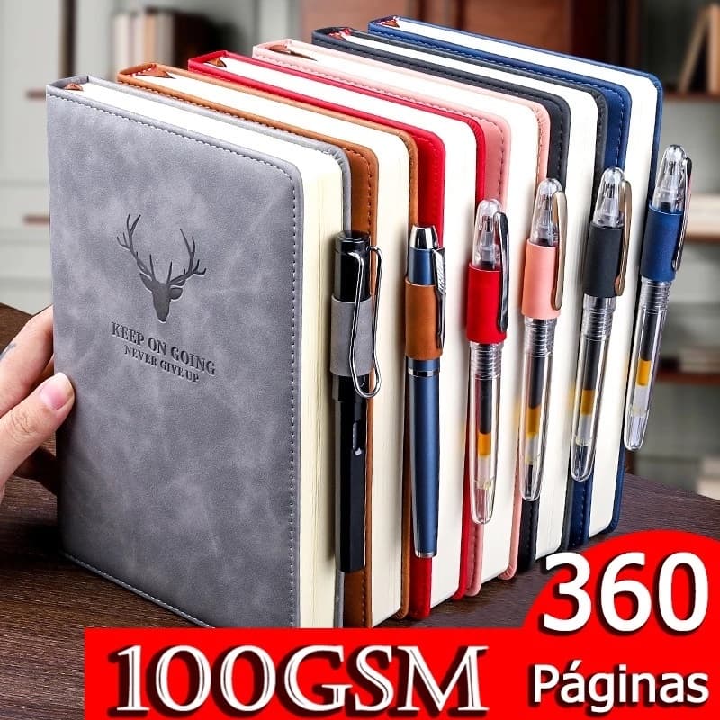Caderno A5 de couro macio 360 páginas retro notebook para agenda,KBX5354