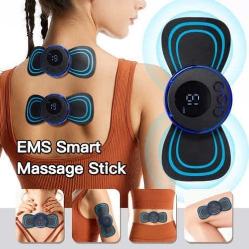 kit 3 pç Mini Massageador Elétrico Portátil Recarregável EMS Para Alívio de Dor Muscular Ombro Cervical