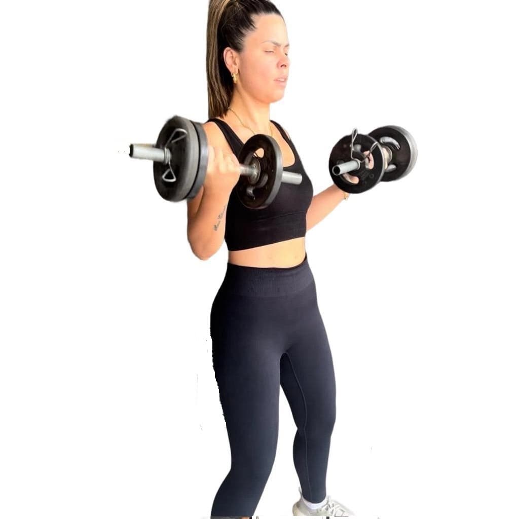 Kit Com 02 Barras Ocas Halteres 40 Cm Com Presilhas Academia