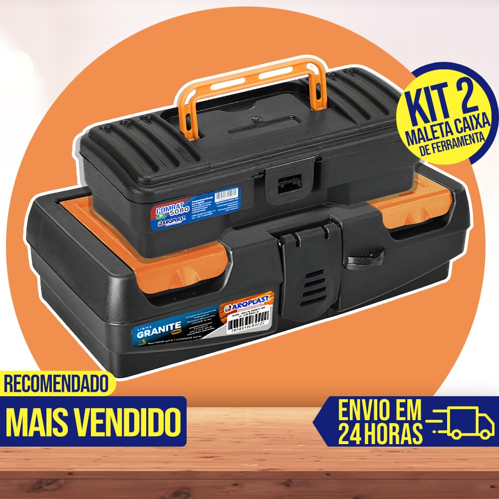 Kit 2 Maleta Caixa de Ferramentas Plástica Grande Completa Organizadora Resistente Eletricista Pesca