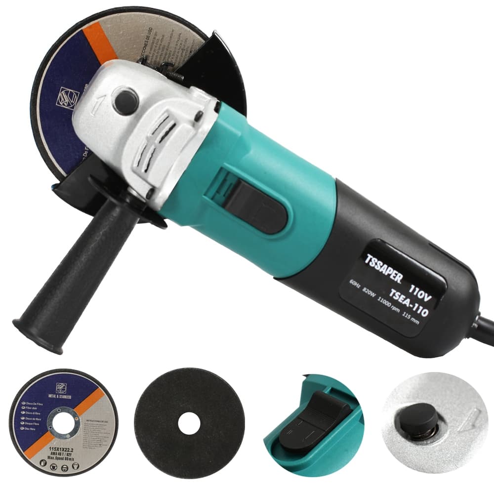 Esmerilhadeira Lixadeira Angular 820watts 115mm 4.1/2 11000rpm Tssaper modelo TSEA 110V OU 220V