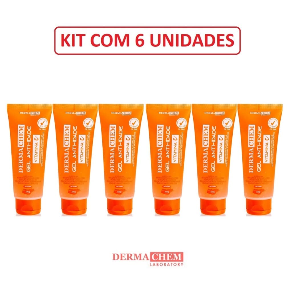 Cx com 6 Un. Gel Facial Anti-idade Vitamina C 100g Dermachem