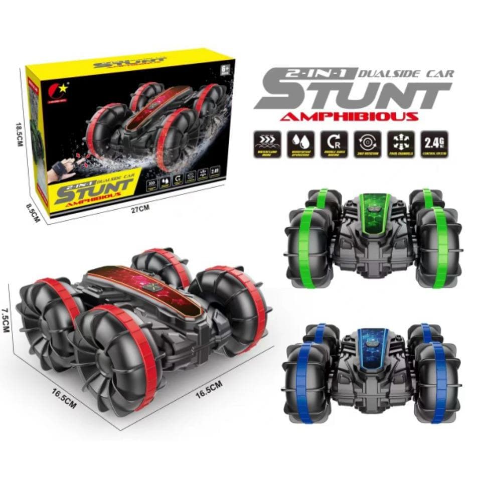 Carrinho controle Remoto 2 em 1, à Prova d'água Anfíbio Stunt Car