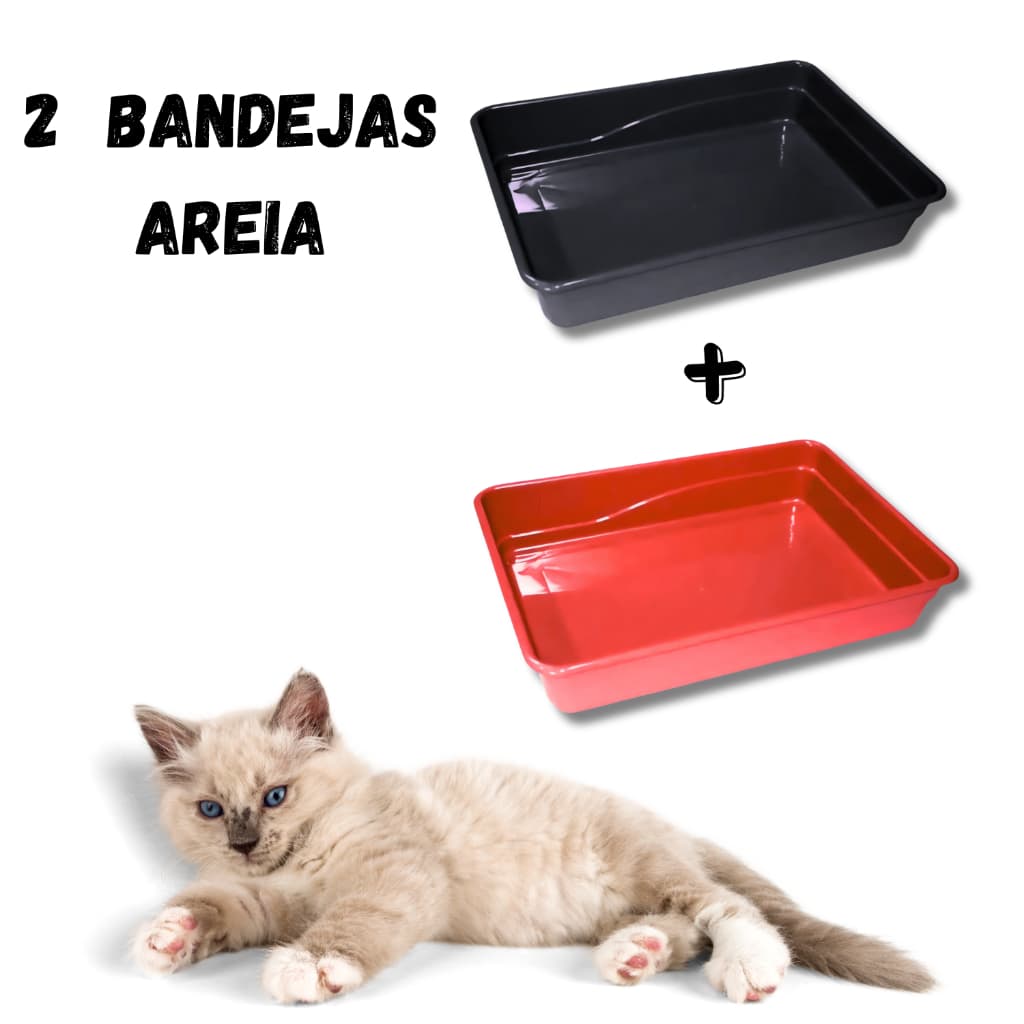 Kit 2 Caixas de Areia para Gato Bandeja Sanitária Pet Gatinho Recipiente de Plástico