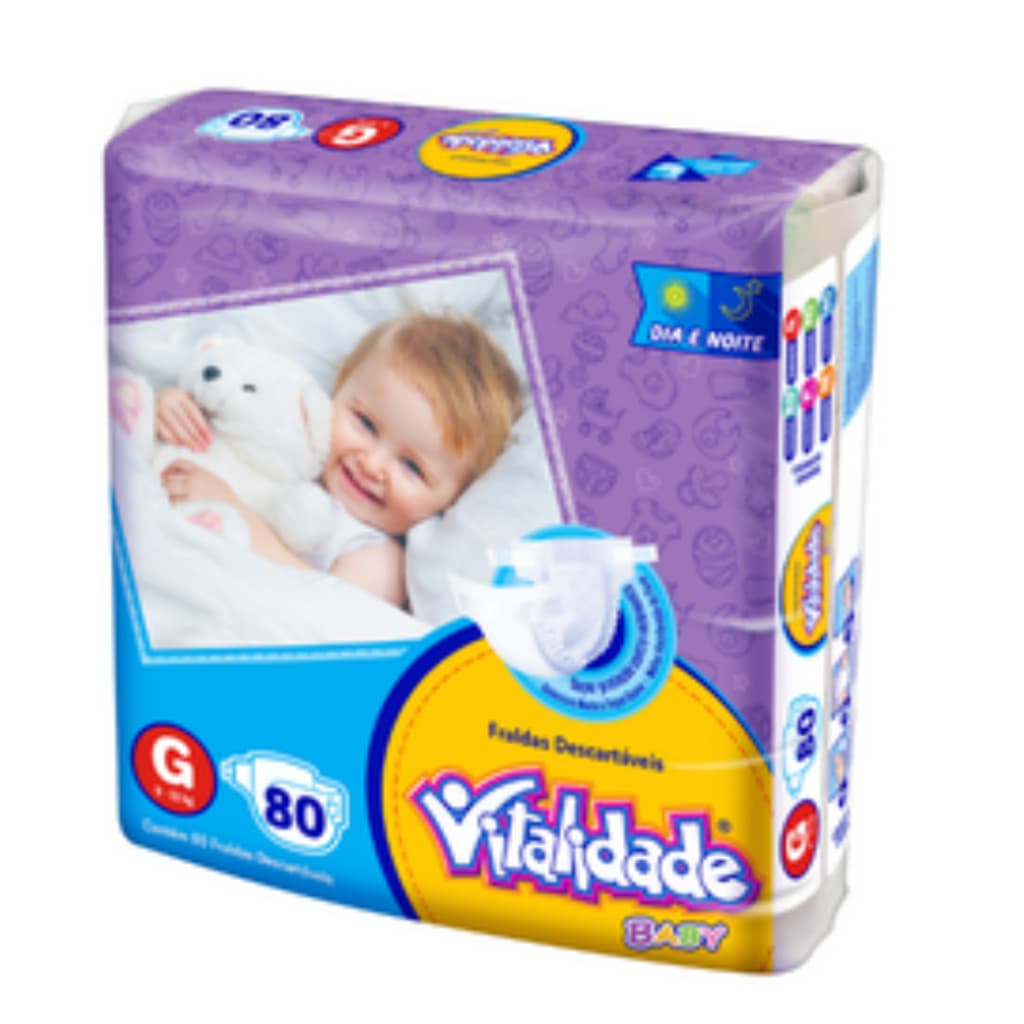 Fralda Descartável Vitalidade Baby Mega G - 80 Unidades - Pacotão