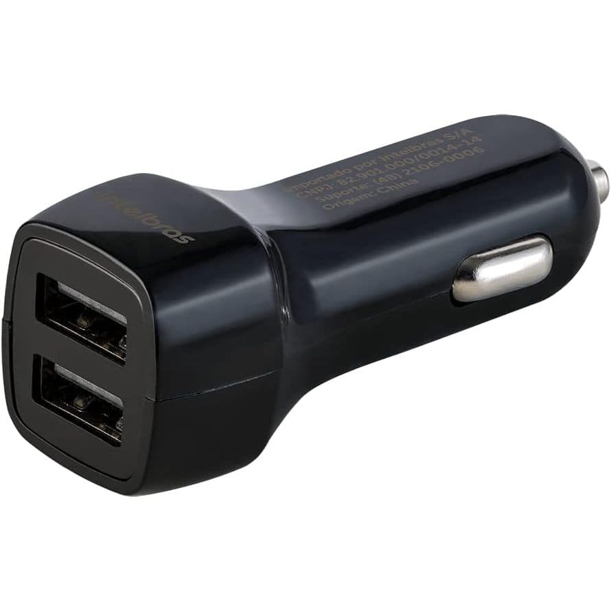 Carregador Veicular Carro Universal Rapido Veloz 2 Portas Usb Intelbras
