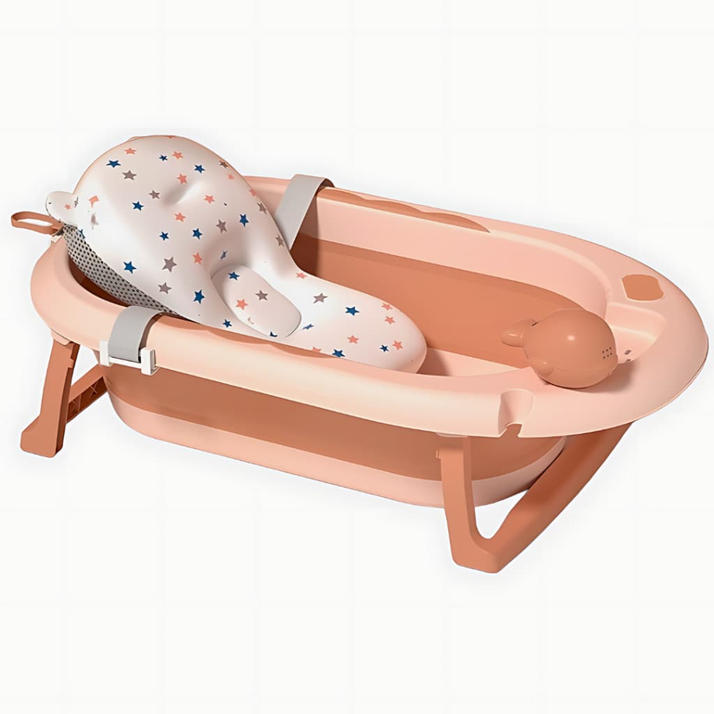 Kit Banheira Grande Para Bebê Com  Almofada De Banho Flutuante