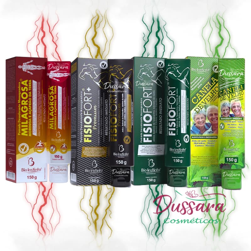 Kit 4 Pomadas Massageadora Fisiofort Preta Premium & Verde - Milagrosa e Canela de Velho