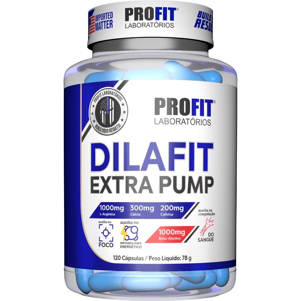 Vasodilatador Pré Treino Dilafit Extra Pump Profit Labs 120 Caps para PUMP e Força