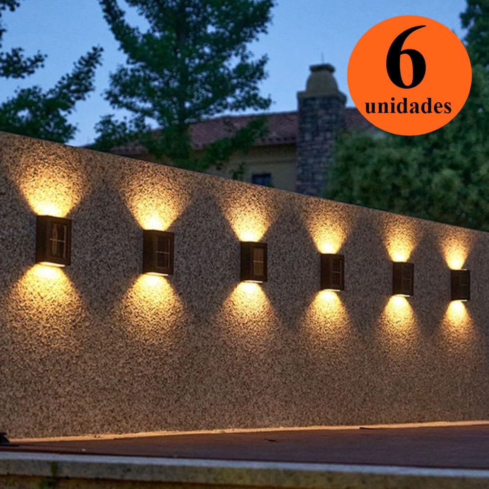 Luminária Solar De Parede À Prova D'água Para Jardim Muro E Varanda Led Spot