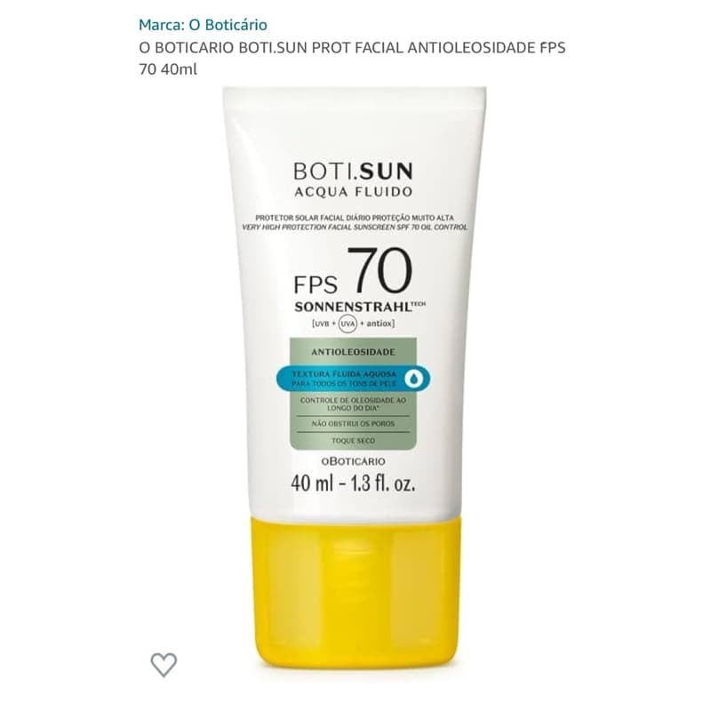 Protetor  Solar Facial Antissinais  Acqua Fluido FPS 70, 40ml