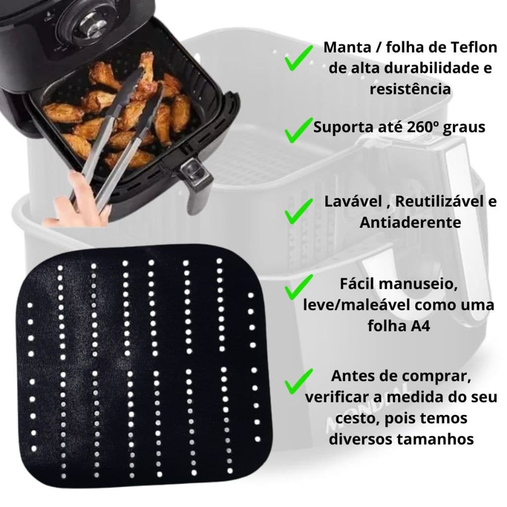 Manta Protetor De Teflon Para Cesto Fritadeira Sem Óleo Air Fryer 5,5L Mondial AF-55i