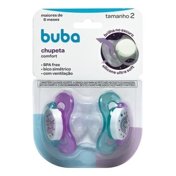 Kit Chupetas Tamanho 2 (+6 Meses) Buba Unicórnio Noturna - Comfort Ultra Soft Infantil