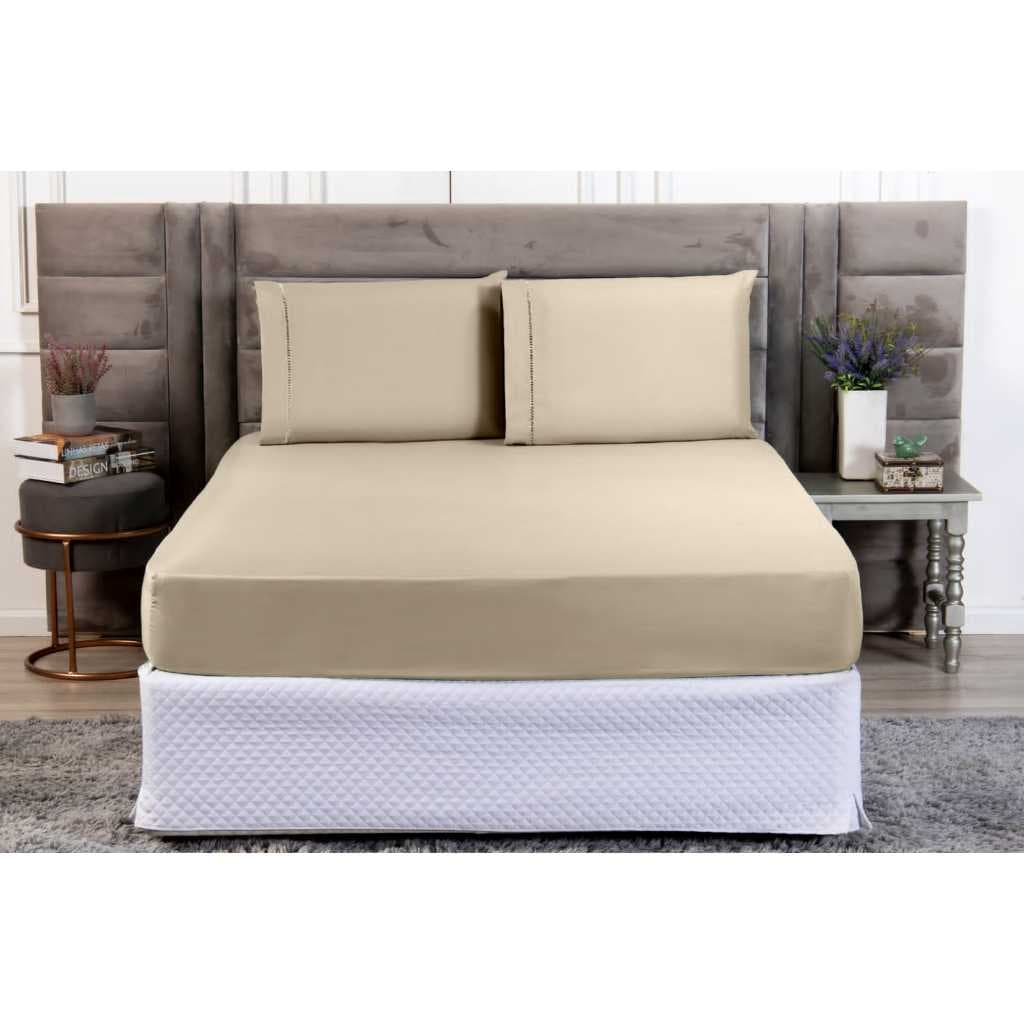 Jogo de Lençol 03 Peças 400 Fios Cama Solteiro, Casal, Queen, e King Micropercal Ponto Palito Macio