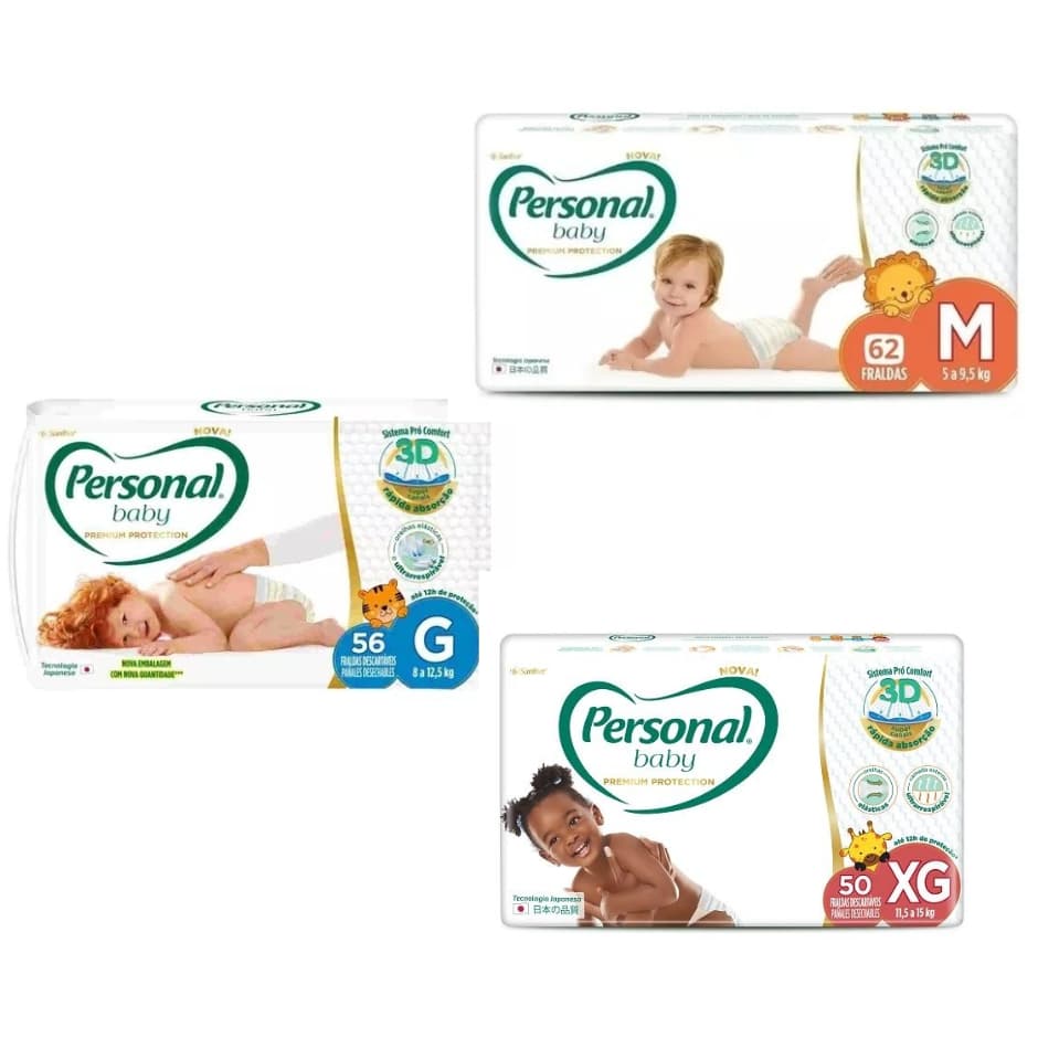 Fralda Personal Baby Premium Protection Hiper M G XG - Tecnologia Japonesa