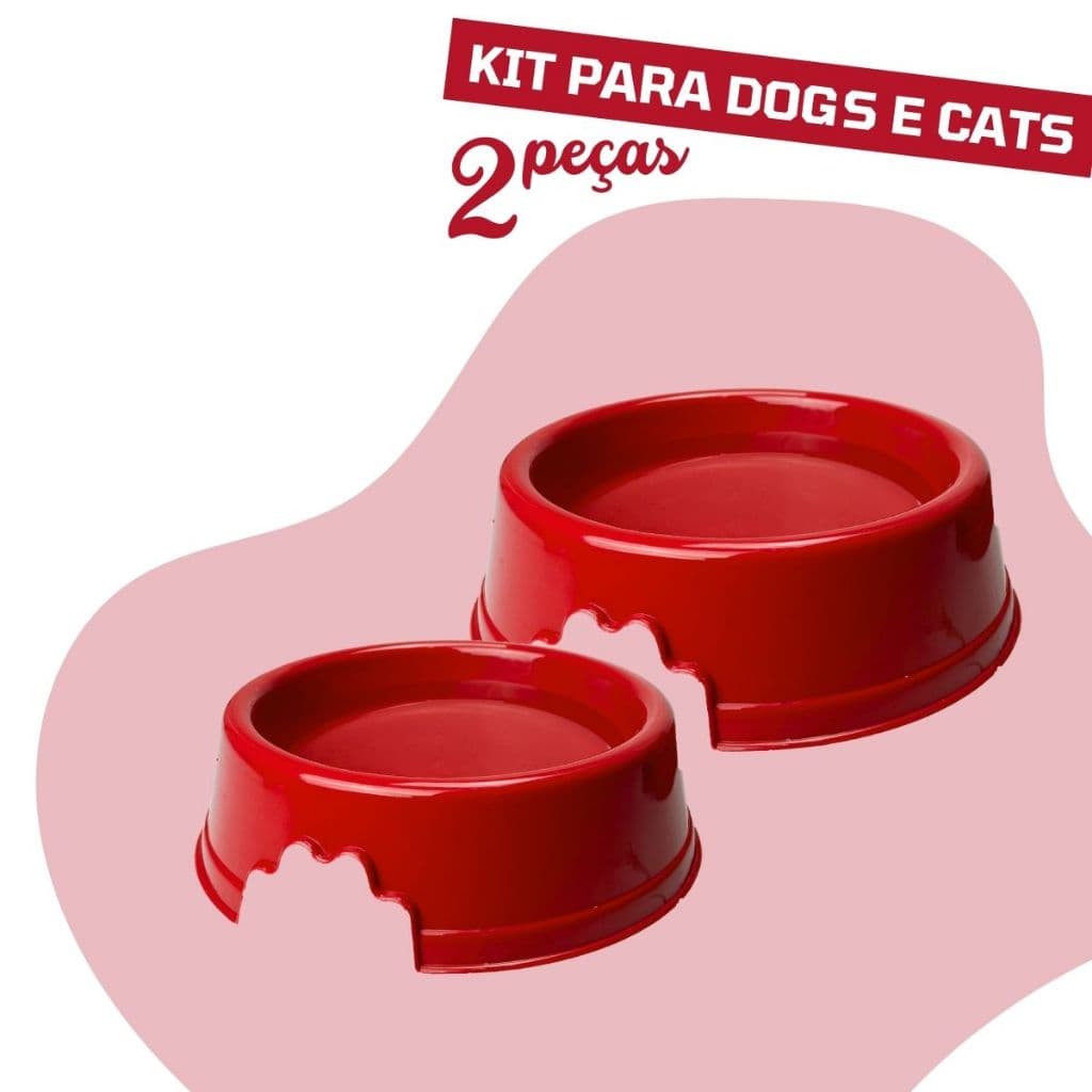 Kit 2 Potes Comedouro e Bebedouro Pet 250ml para Cachorro e Gato Antiderrapante Ração e Água