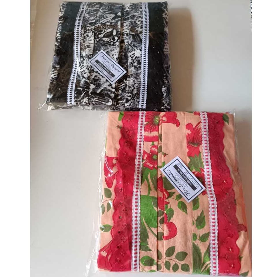Jogo de Lençol e Fronha para Cama de Casal Malha 100% Algodão com Elástico Liso e Estampado