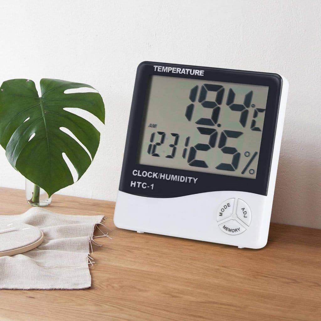 Relógio Digital Termômetro 9.3x10.2x2.2cm e Higrômetro Controlador de Temperatura Medidor De Umidade Do Ar