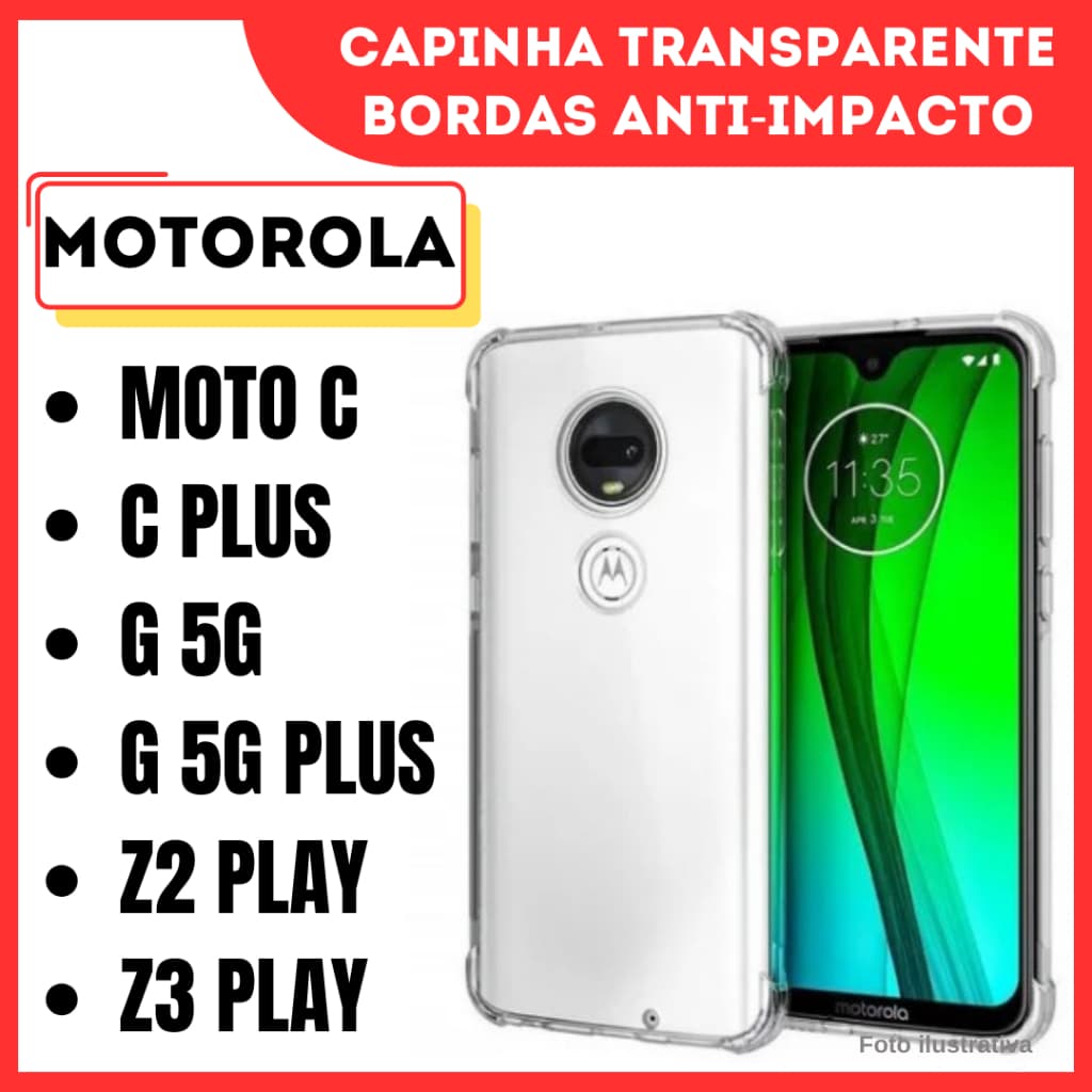 Capinha Transp Anti impacto Motorola Moto Z2 Play / Z3 Play / Moto C / C Plus / G 5G /G 5G Plus / Capa Antiqueda (CF09)
