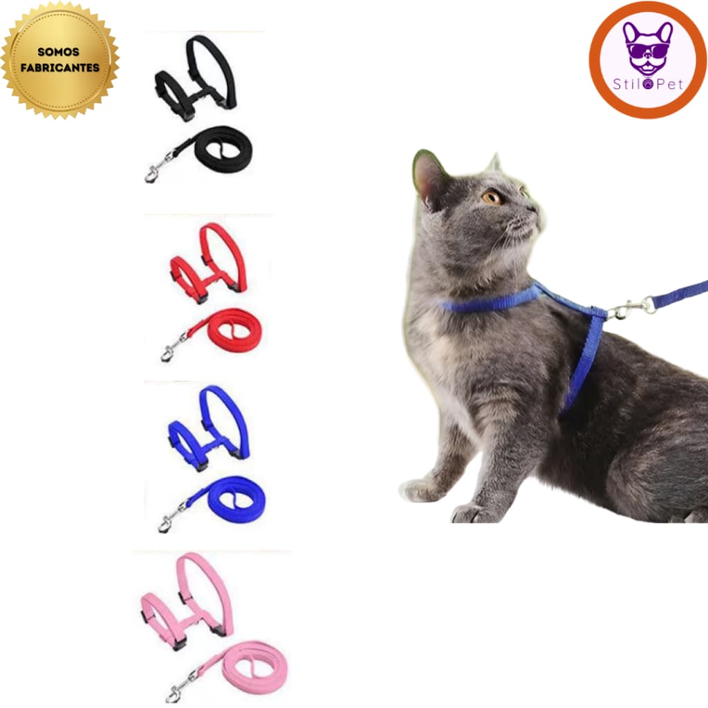 Coleira Peitoral para Gato Pet Confortável Com Regulagem + Guia