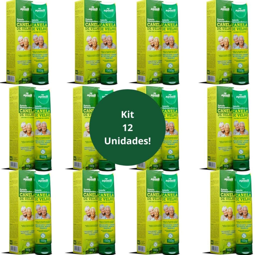 Kit 12 Unidades Pomada Massageadora CANELA DE VÉIO 150g Bisnada Apinil