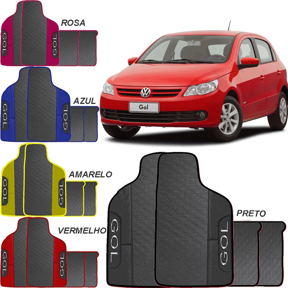 LINDO JOGO TAPETE 4 PEÇAS  AUTOMOTIVO   AMARELO AZUL PRETO ROSA VERMELHO  GOL G5 2008 A 2012