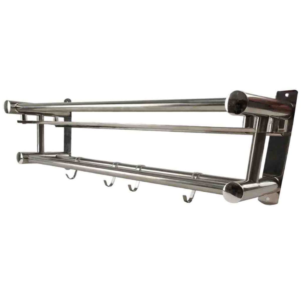 Organizador Suporte Banheiro Cozinha Prateleira Inox Gancho Parede Shampoo Condicionador Porta Condimento Utensilio