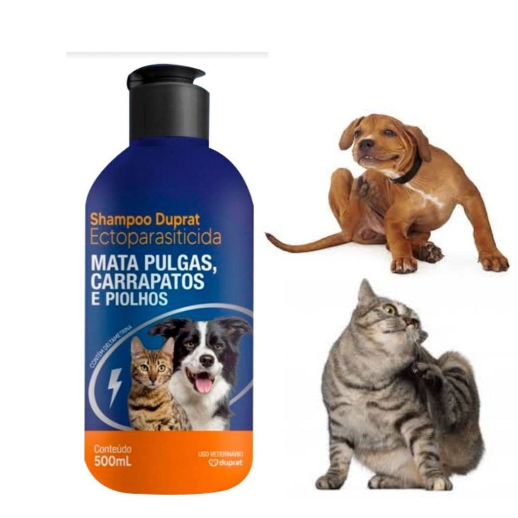Shampoo Antipulgas  Ectoparasiticida Duprat 500ml para Cachorros e Gatos Pulgas Carrapatos Piolhos