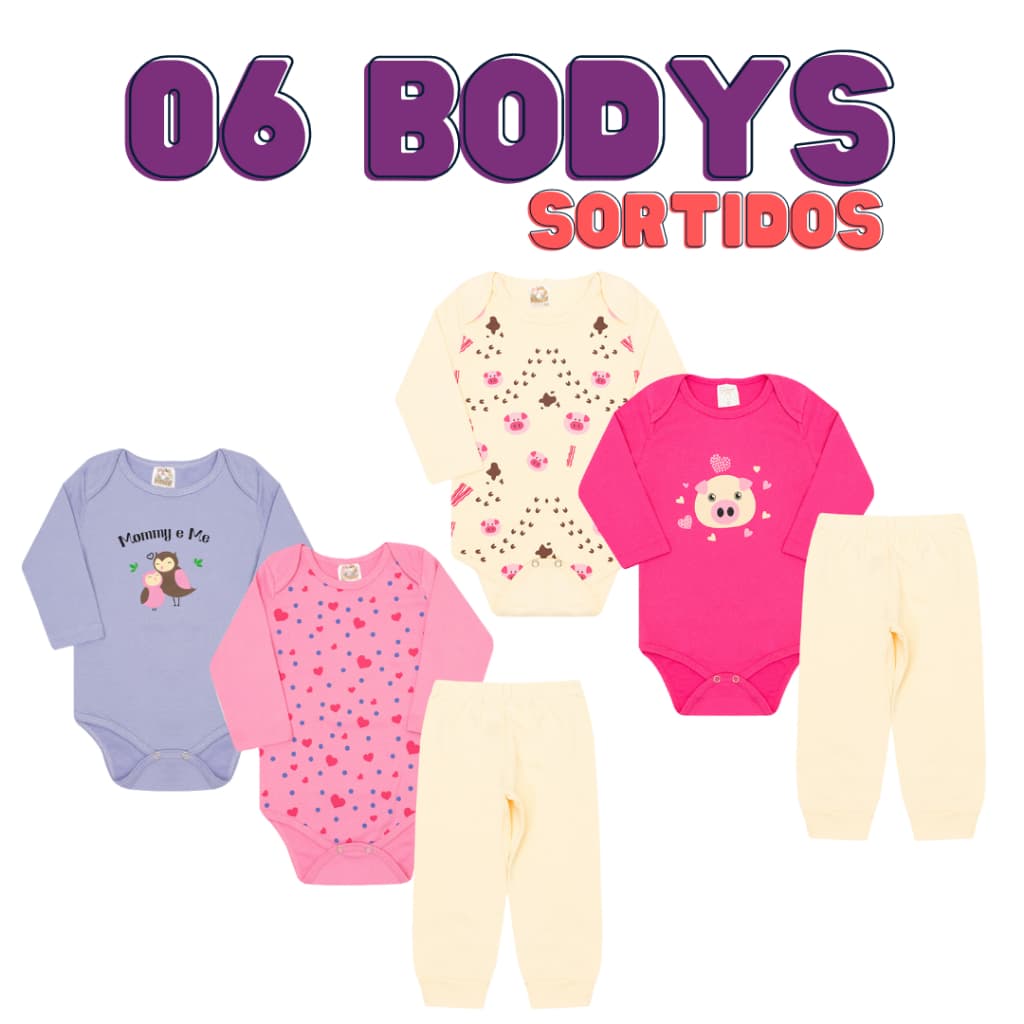 Kit body Bebê 6 peças conjunto bebê Roupa de Bebês Algodão Menina E Menino
