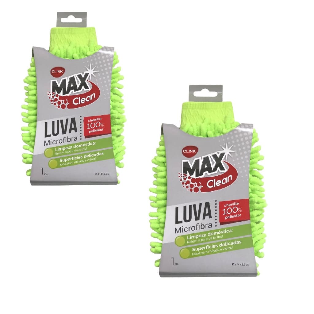 KIT 2 Luvas Microfibra Multiuso Lava Carro Limpeza Doméstica Chenille