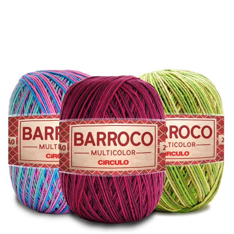 Barbante Barroco Multicolor 400g N°6 com Cores Vibrantes para Crochê e Tricô 452m