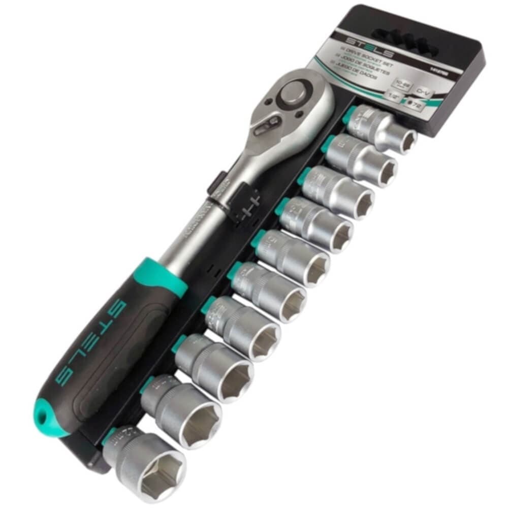 Jogo de Catraca Profissional com Soquete 10 A 22mm Catraca 1/2 Cromo Vanádium
