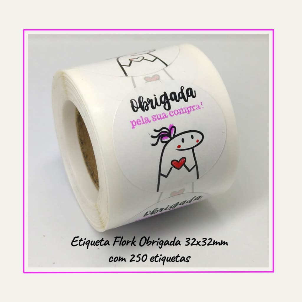 250 Etiquetas Adesivas Flork Bento Obrigada Pela Sua Compra