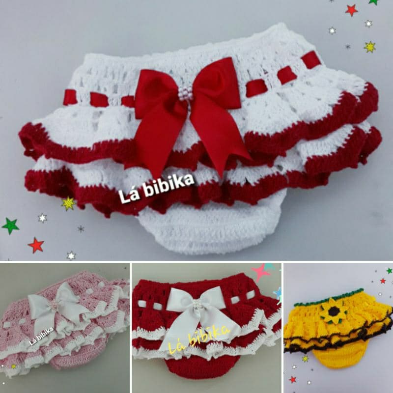 Saia/tampa fraldas crochê babadinho( 0-24 meses)