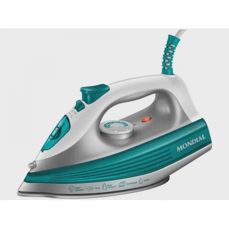 Ferro de Passar Roupa a Vapor Mondial - Lar FVN-01-G Branco e 🫐azul 220v