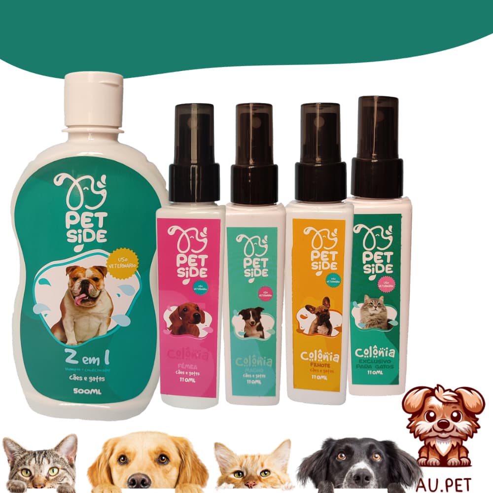 Kit Banho Para Cães e Gatos Shampoo 2 em 1 + Colônia