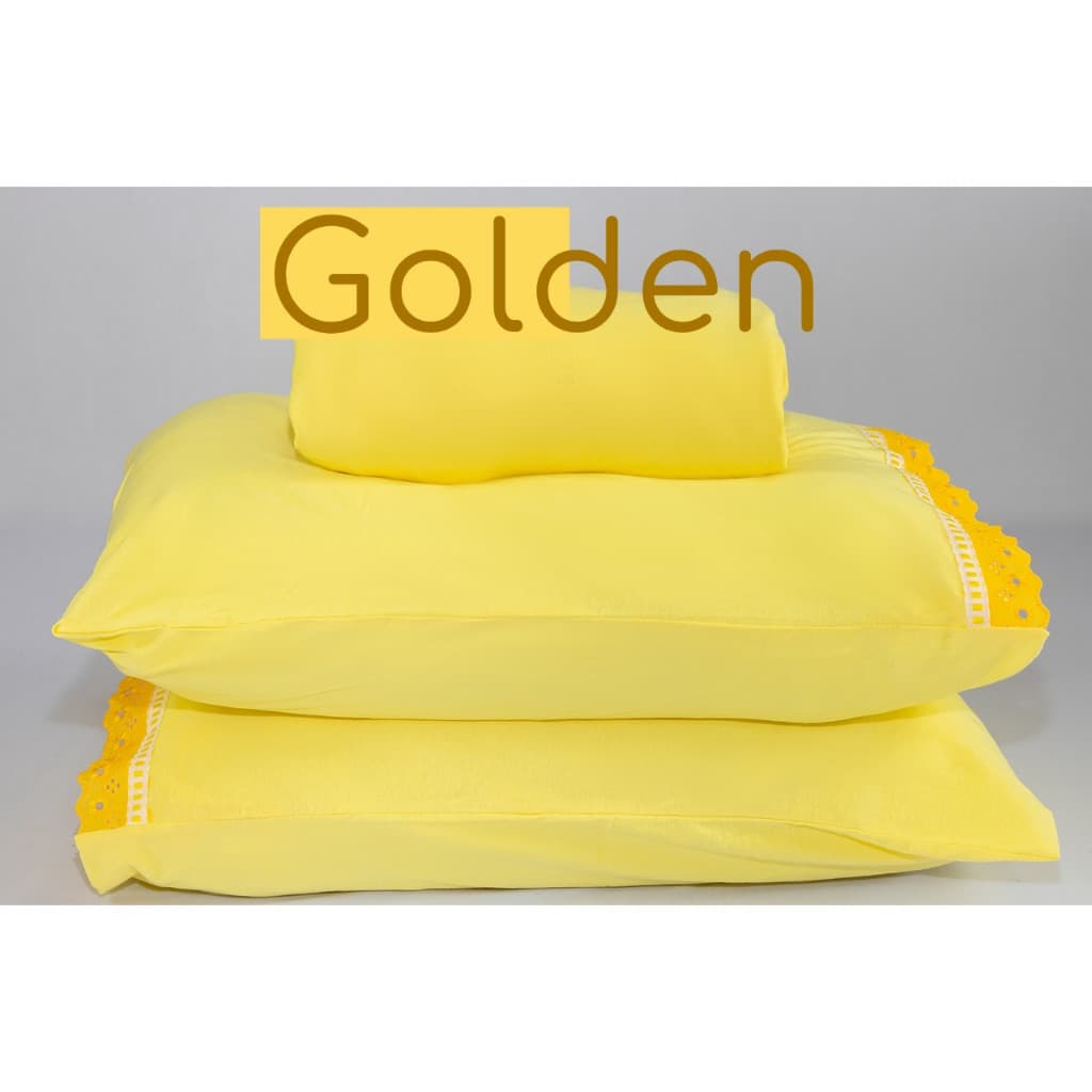 Jogo de Lençol Malha Casal Fronha Ziper 100% Algodão Golden