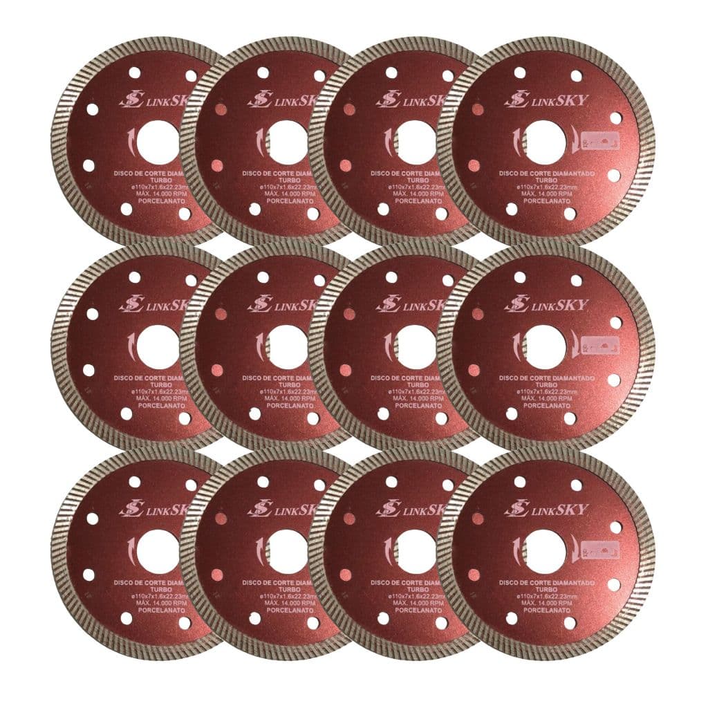 Kit 12 Disco Turbo Porcelanato P/ Esmerilhadeira Furo 22mm