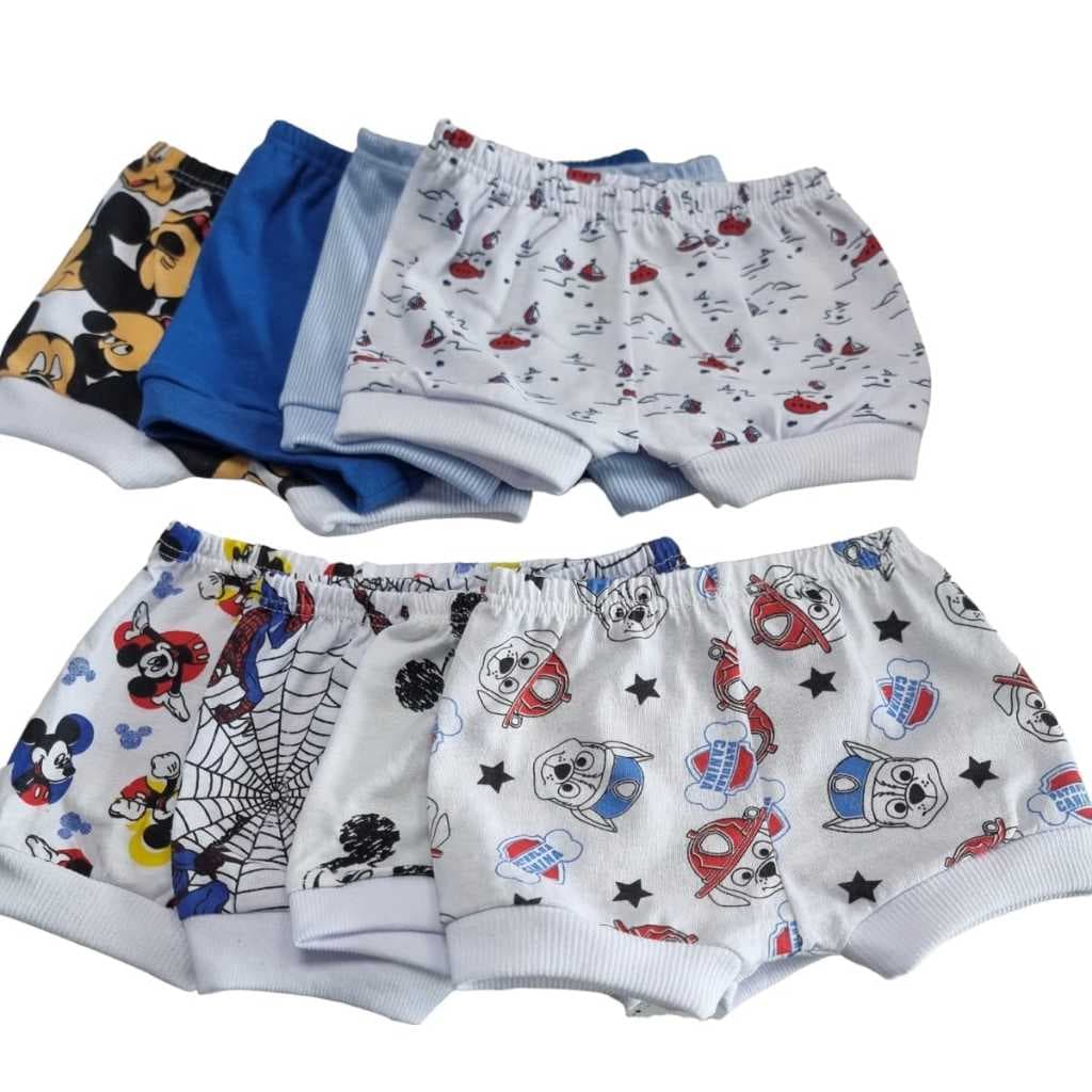 KIT 5 SHORTINHOS TAPA FRALDAS BEBES SORTIDOS LISO/ESTAMPADO BEBÊS MENINO MENINA MALHA DE ALGODÃO MALHA CANELADA VERÃO.