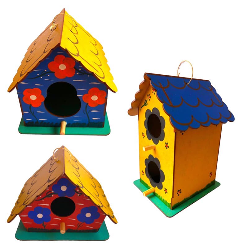 Kit 3 Casinha de Passarinho Várias Cores