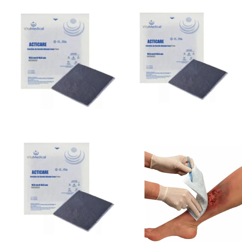 Kit 3 Curativo Carvão Ativado Deprata 10.5x10.5 P Infecção