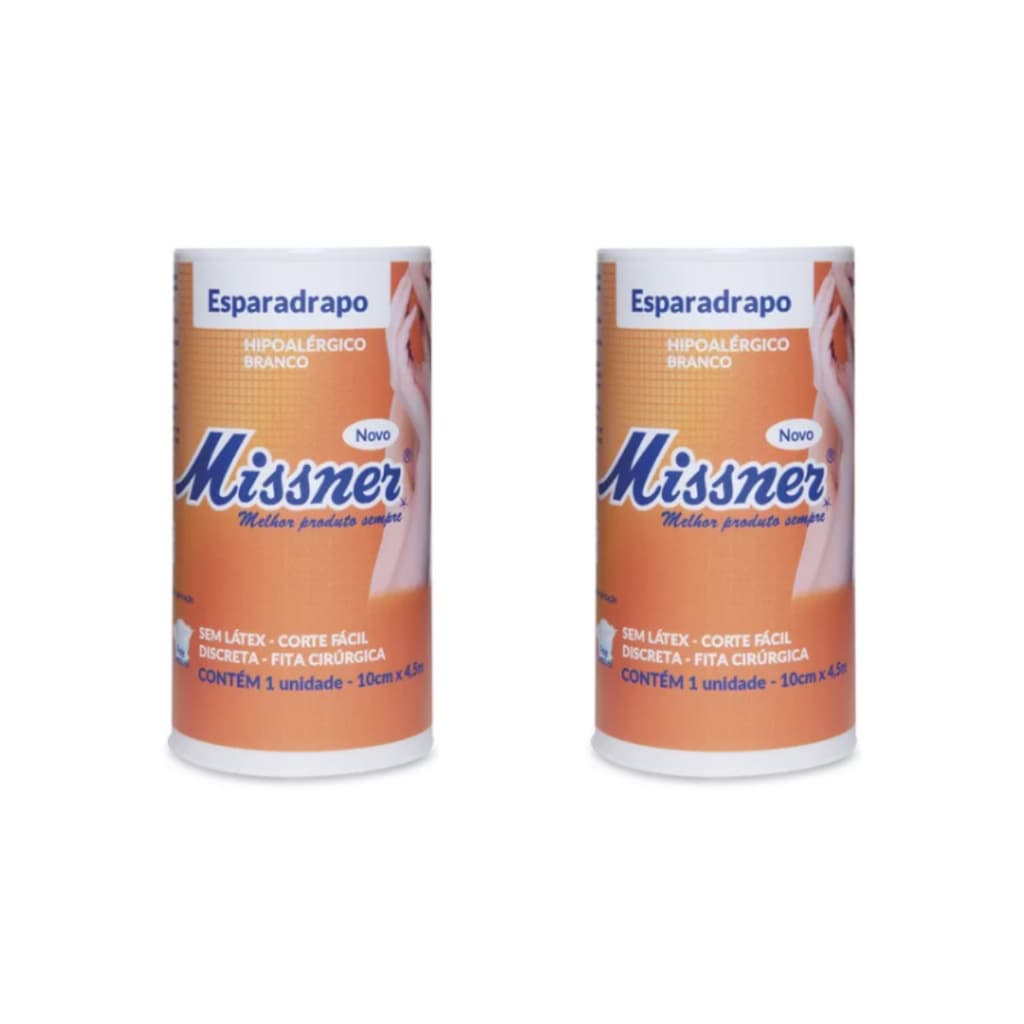 Esparadrapo Impermeável Bege 10cm x 4,5m Missner - Kit 2 unidades