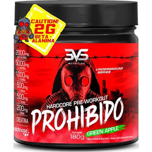 Pré Treino Prohibido 180g Com Fórmula Avançada Creatina, Beta Alanina, Taurina,  Cafeína, Arginina E Palatinose