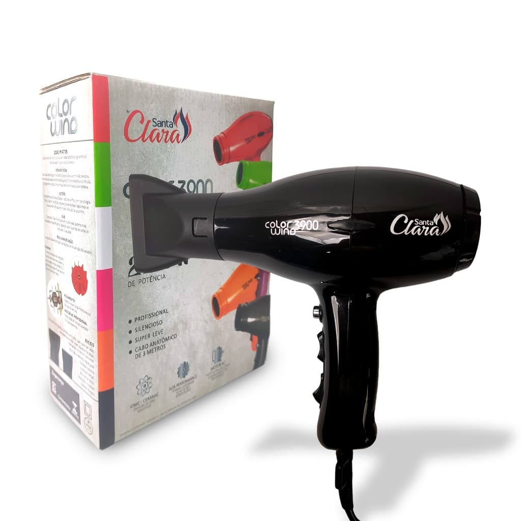 Secador De Cabelo Profissional Color Wind 3900 Black 110v