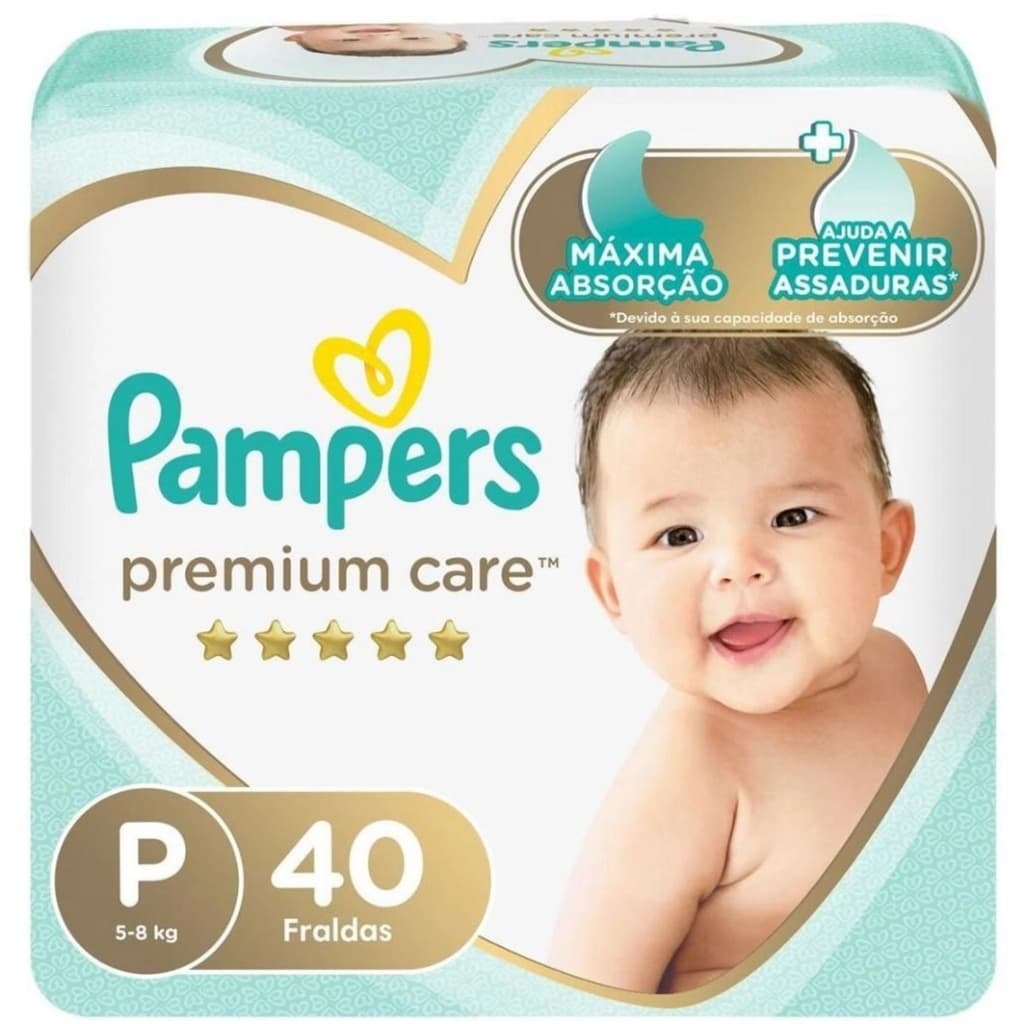 Pampers Premium Care Fralda Descartável Tamanho P 40 - 80 ou 120 Unidades
