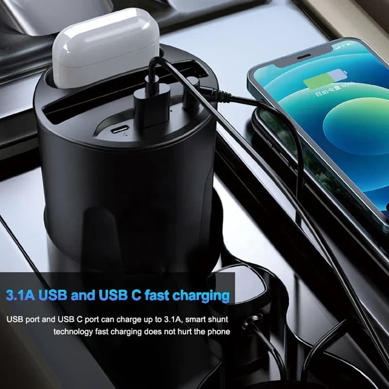 Copa do carregador de carro sem fio para iPhone 12, 13,14,15 Pro Max, AirPods Pro 2, Samsung Galaxy S21, S20, Huawei, Xiaomi, rápido