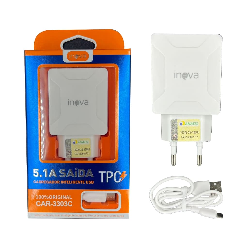 Kit 5/10pcs Carregador Celular Rápido 5.1a Entrada Tipo-c/v8/iphone 3 USB Inova Original