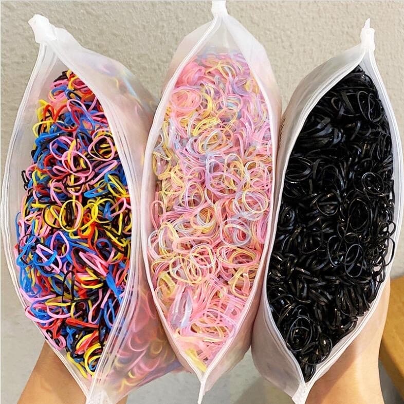 1000 Peças Bolsa Elástico De Cabelo Feminino Descartável Multicolorido(Monica Fashion)