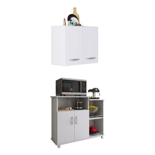 Kit Organizador Para Cozinha Armário Com Balcão E multiuso Fruteira para cozinha Kit com armário Aéreo Branco ou Preto